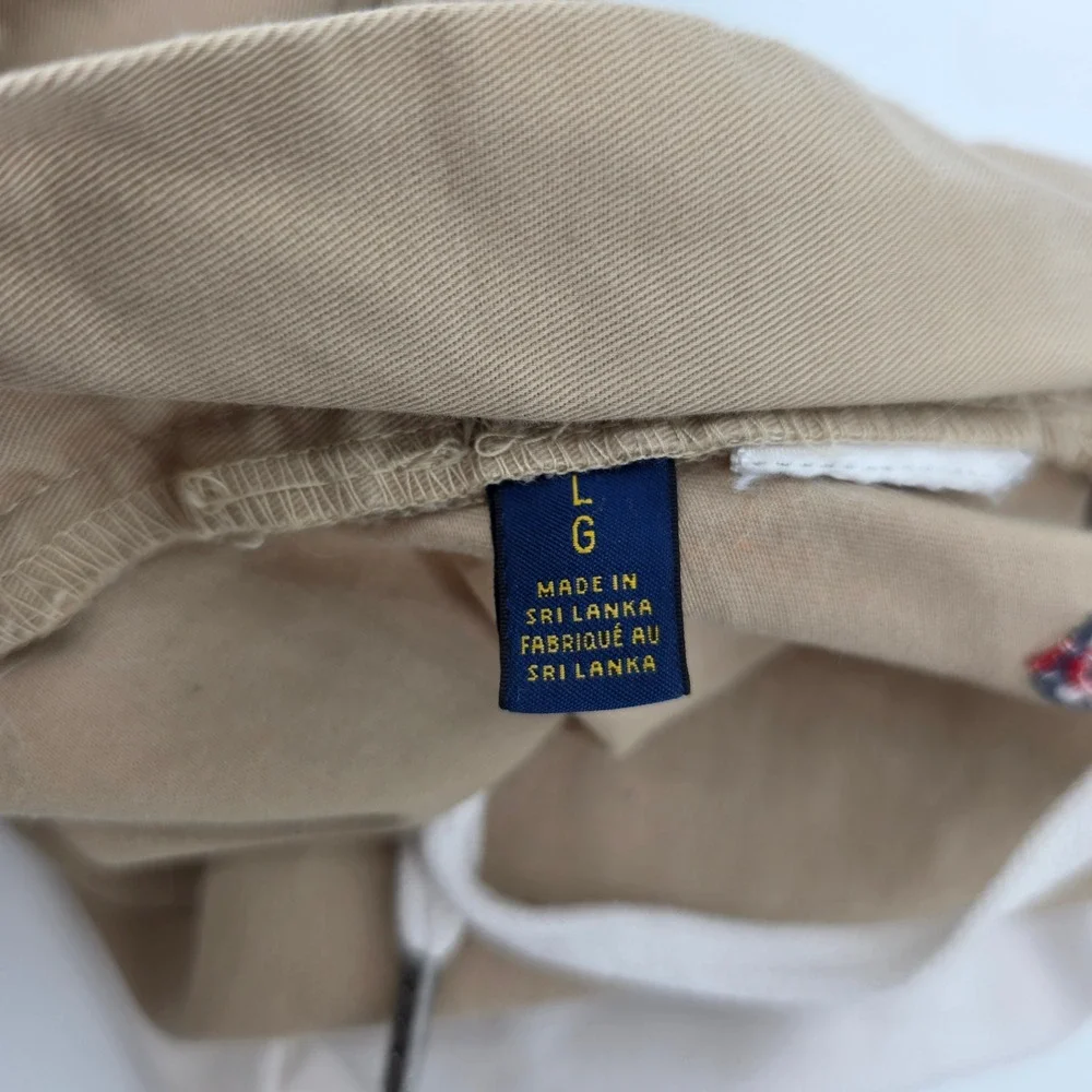 Polo Ralph Lauren Mens Khaki Nautical Embroidered Stretch Classic Fit Shorts L
